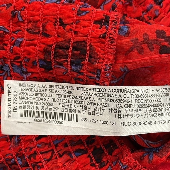 Zara Red Cropped Top V Neck Ling Sleeves Size XL - Picture 6 of 11